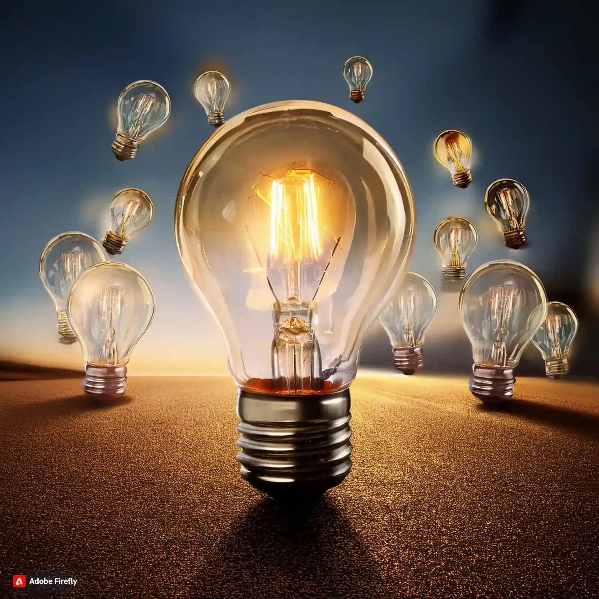 Illuminated bulbs representing ideas