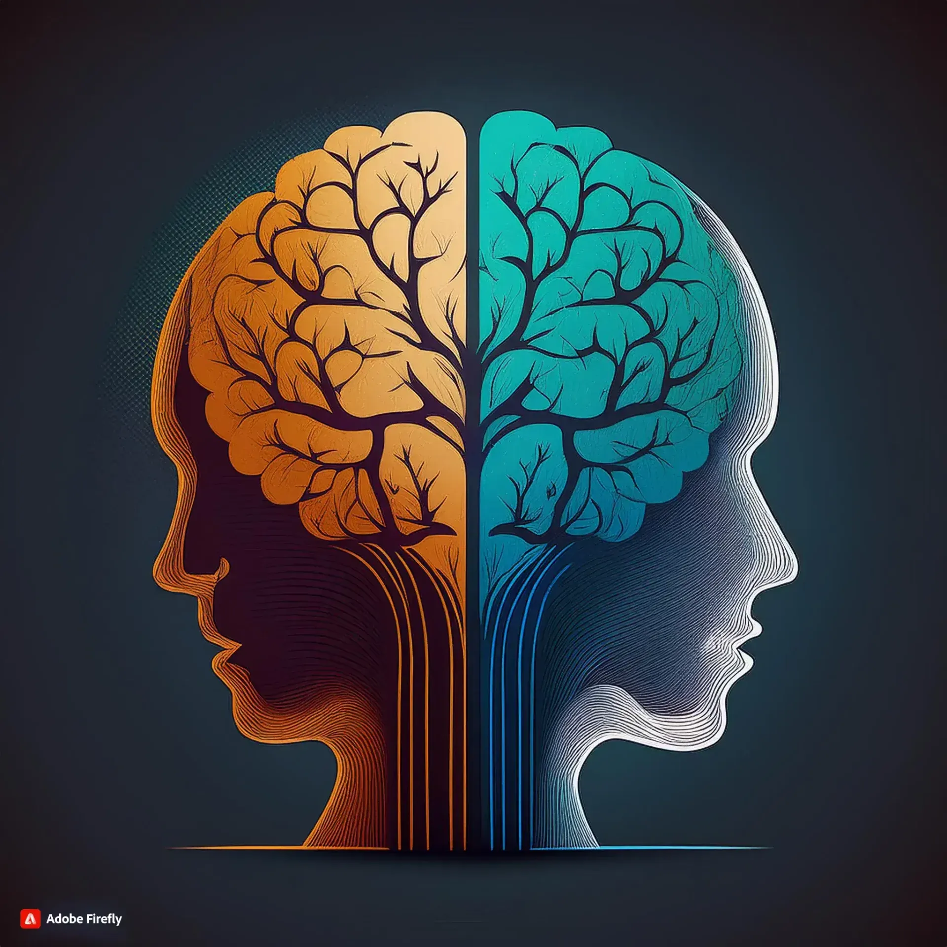 Colorful mental health illustration with two profiles